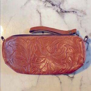 Patricia Nash Italian tooled leather wristlet bag